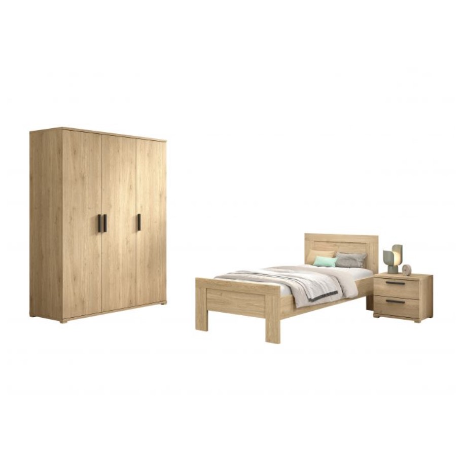 Ensemble SAM - Lit + chevet + armoire 3P