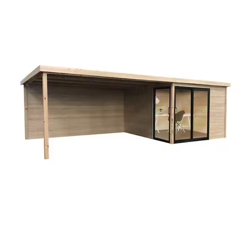 Abri de jardin Sagres 3036 x 3036 mm + auvent 3948 mm  28 mm
