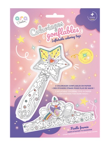 Coloriages Gonflables – 1 baguette magique lumineuse et 1 couronne