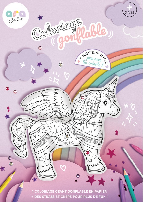 Coloriages Gonflable – 1 Licorne Geante a colorier