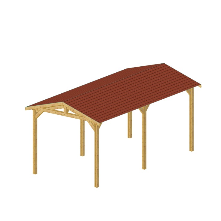 Carport Deux Pentes - 3,3 m x 6,05 m - PIN DOUGLAS - 20 m2