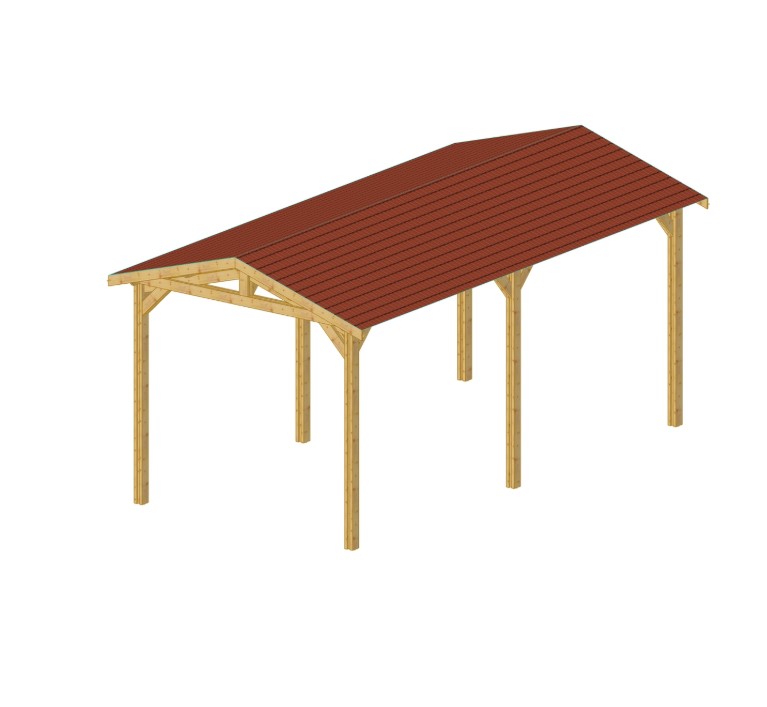 Carport Deux Pentes - 3,3 m x 7,05 m - PIN DOUGLAS - 23,30 m²