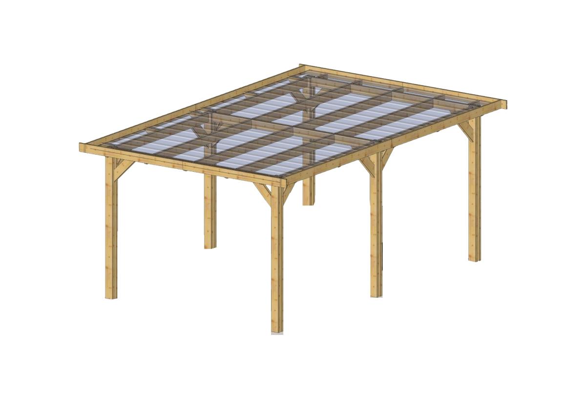 Carport Toit Plat - 3,5 m x 7,5 m - PIN DOUGLAS - 26,25 m²