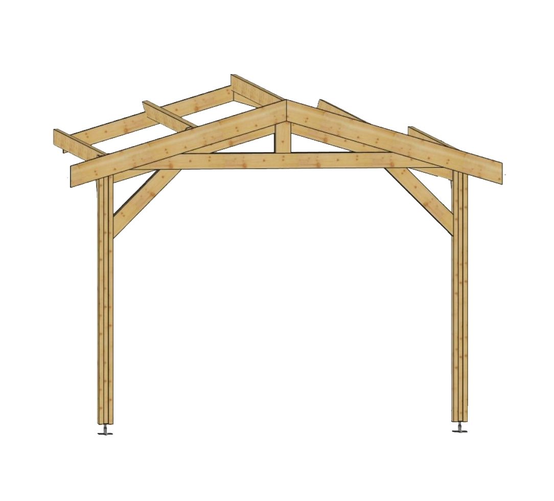 Carport Deux Pentes Adossé - 5 m x 4 m - PIN DOUGLAS - 20 m²