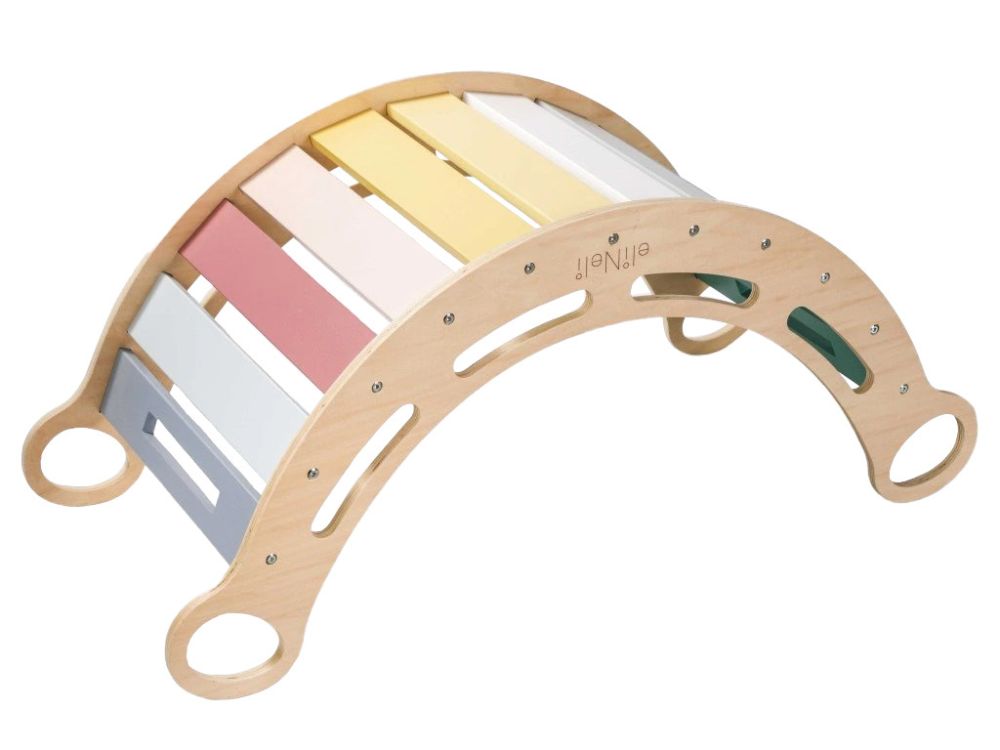 Balançoire Montessori bois 100 cm 5en1 pastel