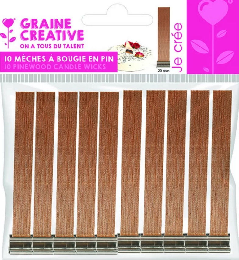 Lot de 10 meches à bougie en bois Larg. 2 cm