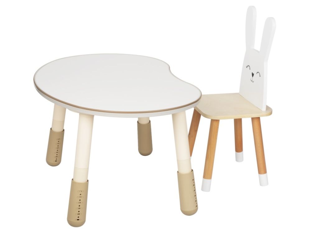 Bureau et chaise Lapin bois blanc
