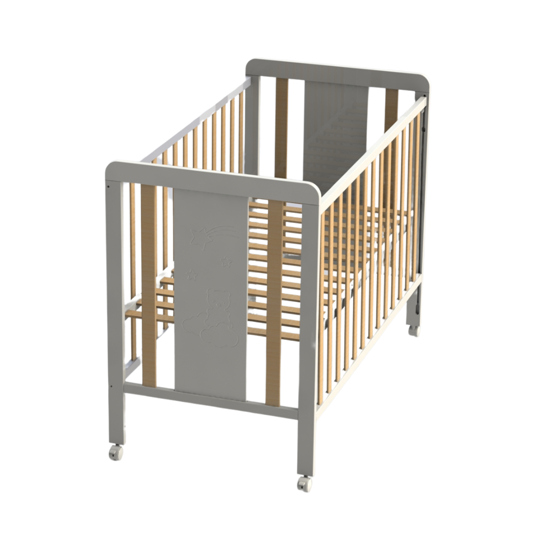 Lit bébé OSITO à côté rabattable bois naturel