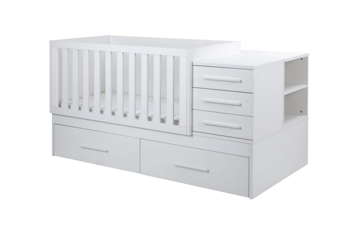 Lit bébé convertible PADOVA avec tiroirs blancs