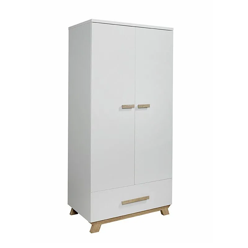Armoire VENETO blanc poignées bois