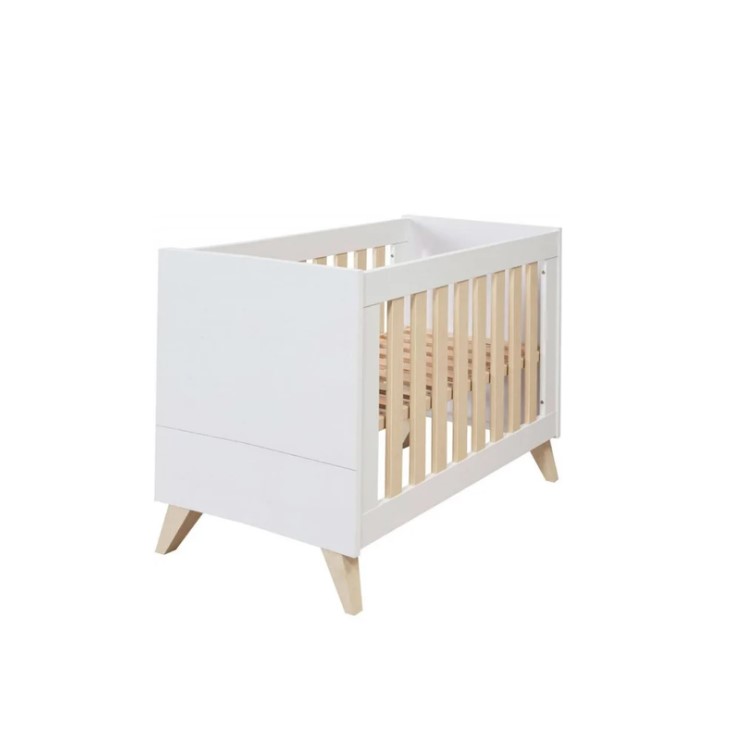 Lit bébé LAZZIO blanc-bois 70x140 cm
