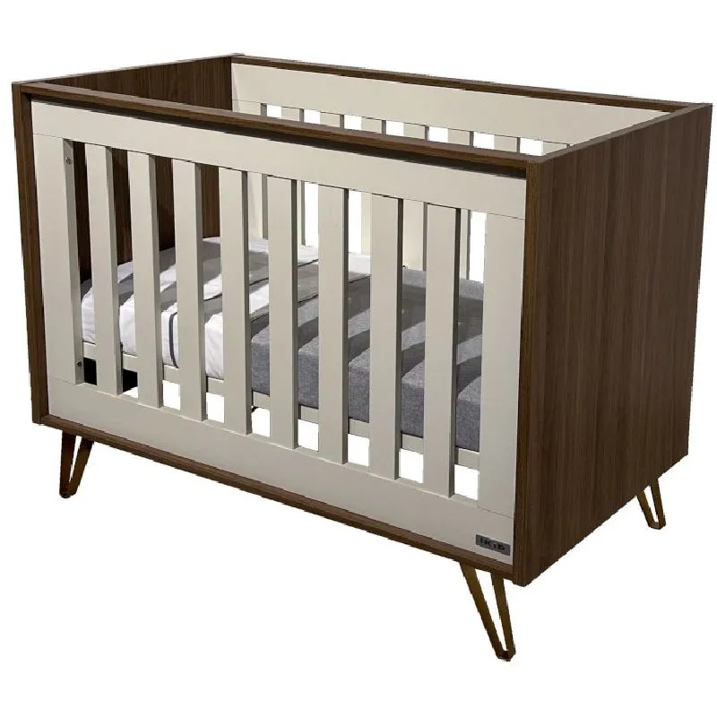 Lit bébé TRIESTRE noyer-blanc 70x140