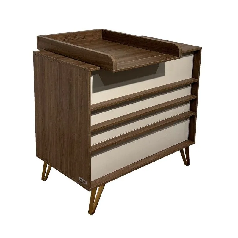 Commode à langer TRIESTRE noyer-blanc