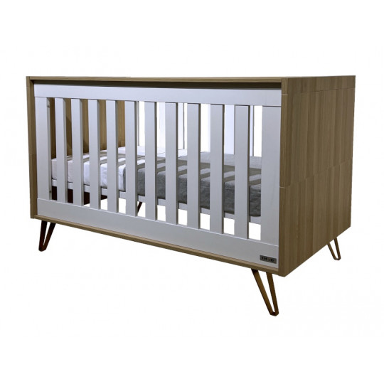 Lit bébé TRIESTRE chêne-blanc 70x140 cm