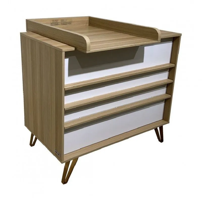 Commode à langer TRIESTRE chêne-blanc