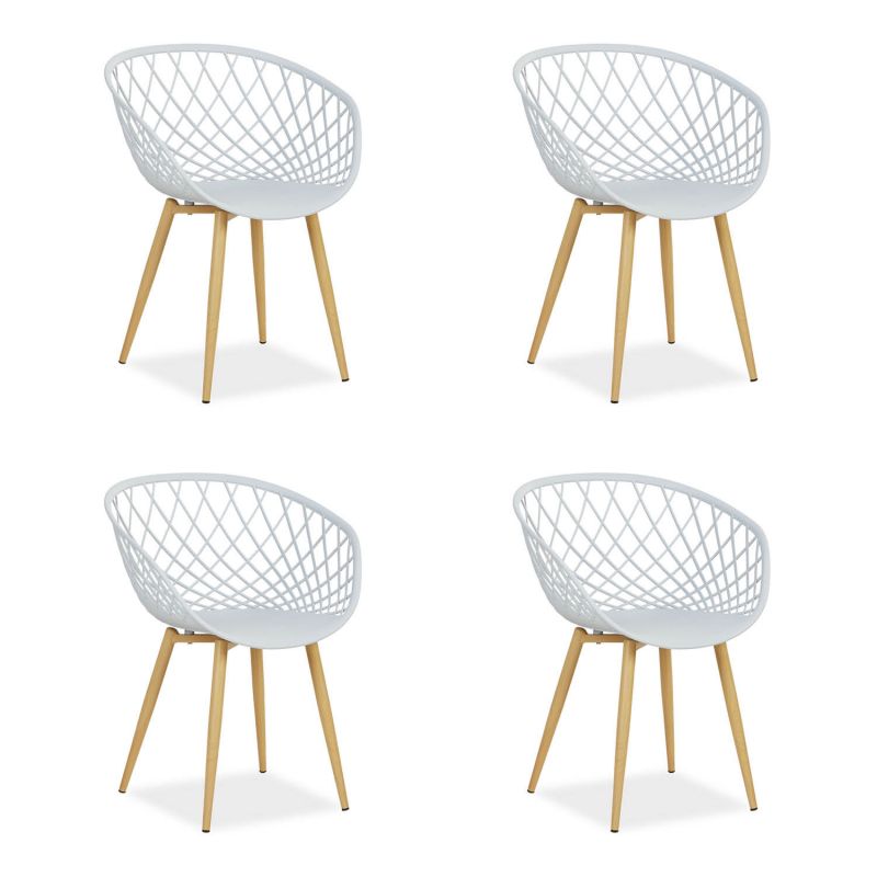 Lot de 4 chaises de jardin gris avec accoudoirs empilables