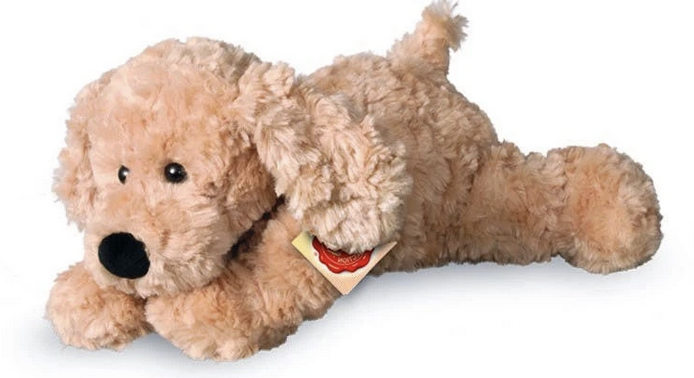 Peluche chien souple beige 28cm
