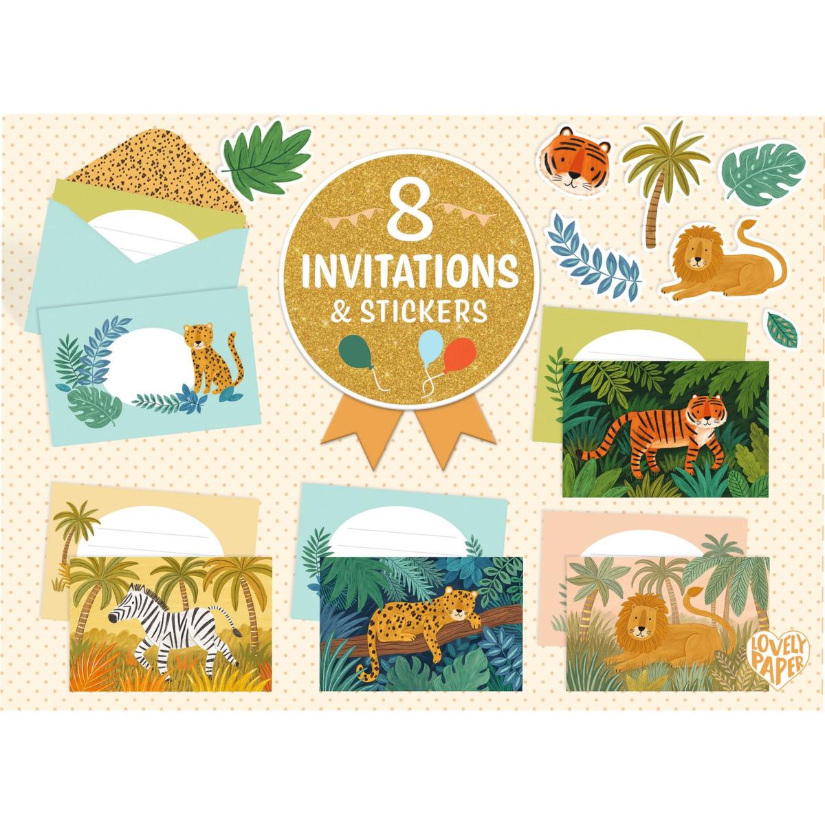 Boite d invitations Animaux de la Jungle