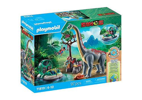 71819 Playmobil Brachiosaure, explorateurs, aéroglisseur