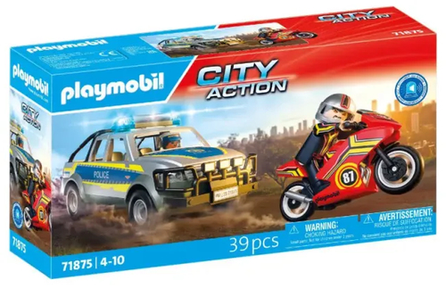71875 Playmobil Pick-up de police, moto & 2 personnages