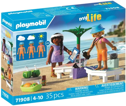 71908 Playmobil Couple vacanciers à la plage & transats