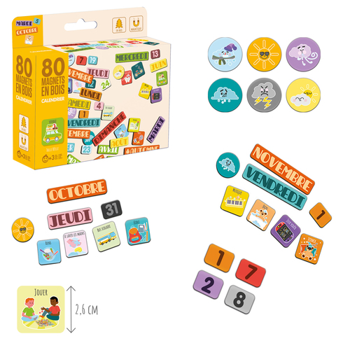 JEUJURA Calendrier en bois - magnetique