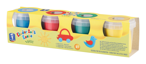 Basic 4 pot de Pate a modeler Bleu, Vert, Rouge, Jaune