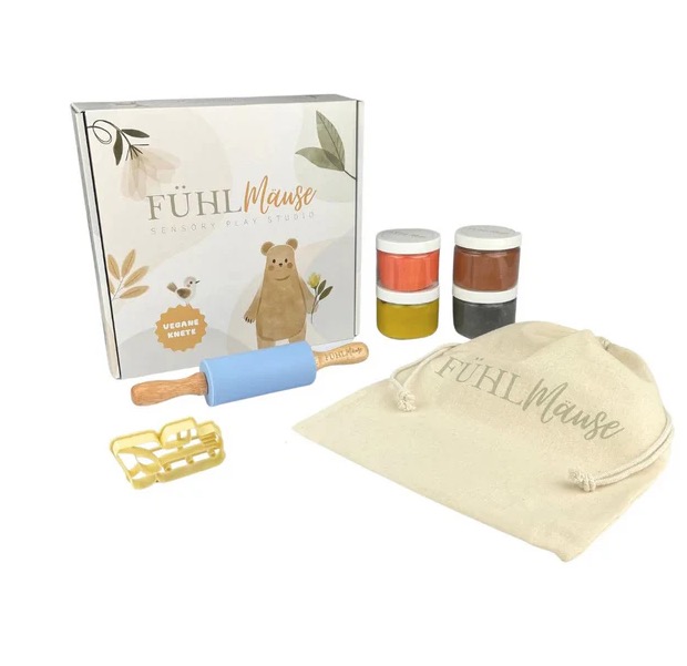Coffret 4 pots de pate a modeler naturel avec accessoire Travaux