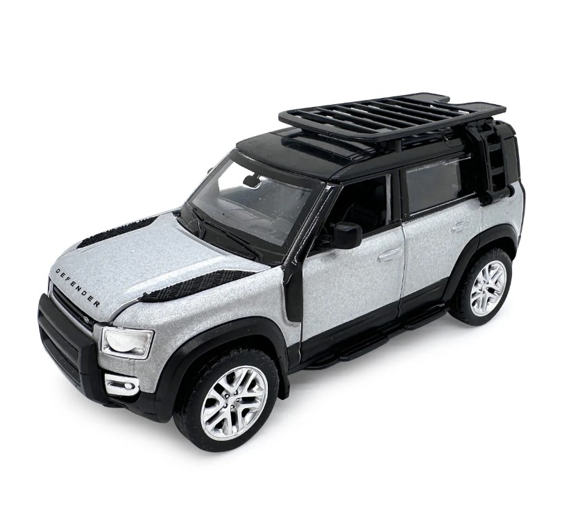 Land Rover Defender 110 miniature 1:43 argent 2en1