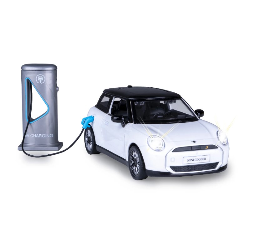 BMW Mini Cooper miniature 1:28 blanche avec piles