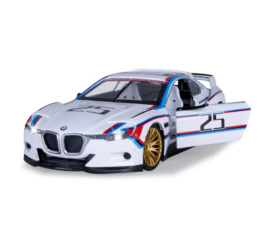BMW 3.0 CSL miniature 1:34 blanche avec piles