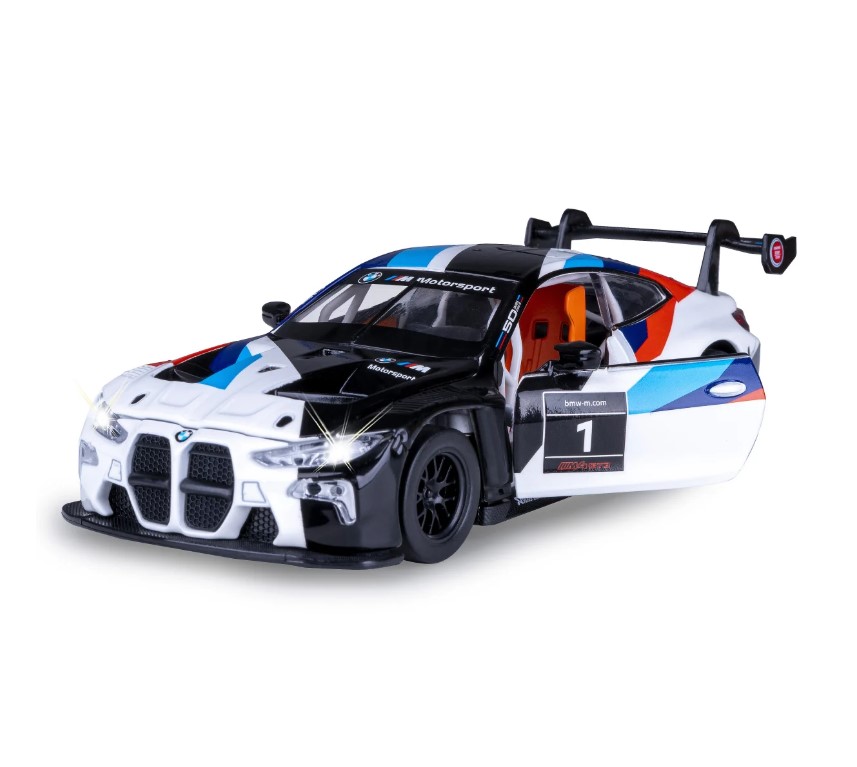 BMW M4 GT3 miniature 1:32 blanche avec piles