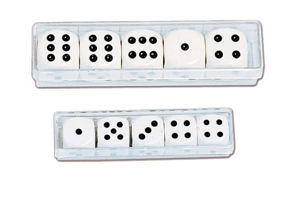 Set de 5 des de 16mm - boite cristal