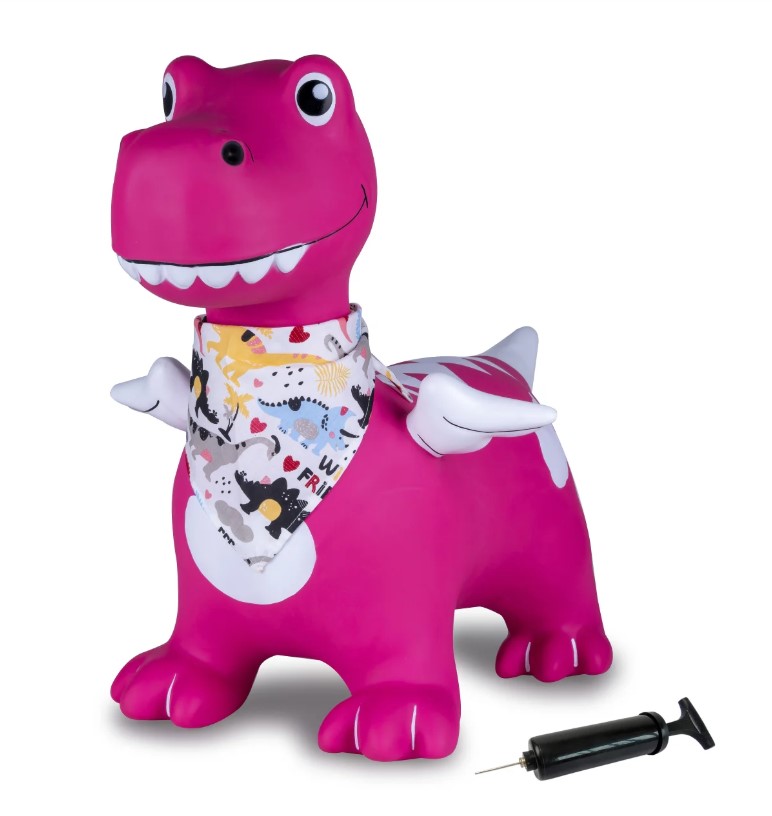Animal sauteur Dino ailé rose HoppyDoo avec pompe