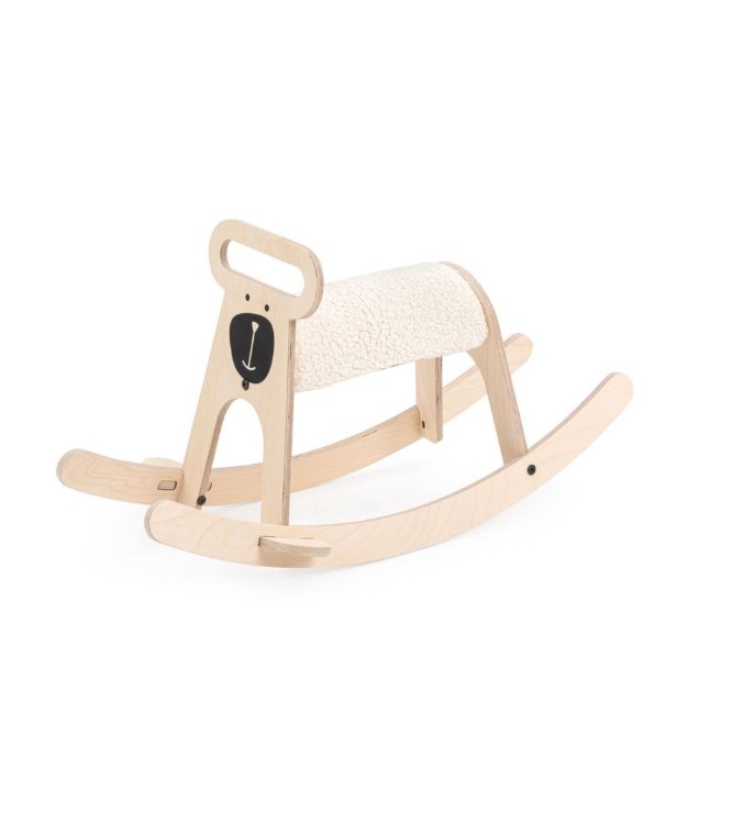 Cheval à bascule - motif ours - naturel