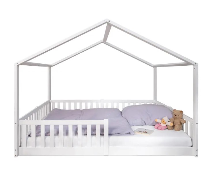 Lit cabane Enno 90x200 en bois blanc