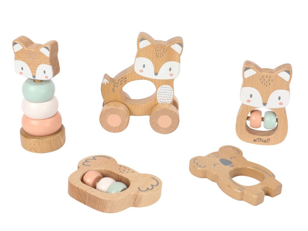 Coffret 5 en 1 de jouets en bois- Animaux