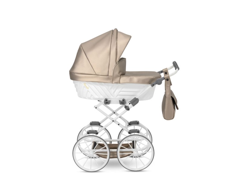 Poussette poupée cappuccino cadre blanc