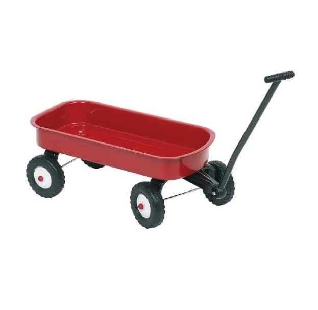 Chariot enfant à tirer rouge metal