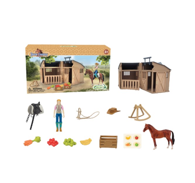 Collecta Chevaux - Cavalière avec cheval & écurie