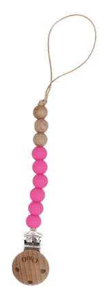 Attache Sucette en perle - Rose Fluo