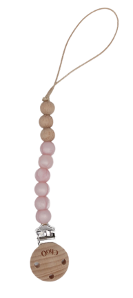 Attache Sucette en perle - Rose Nacre