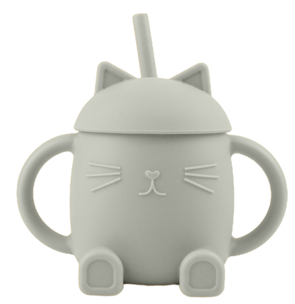 Tasse avec Paille en Silicone Chatty Bleu Glacier