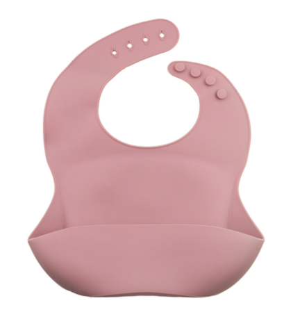 Bavoir en silicone avec Poche Silky Rose Fonce