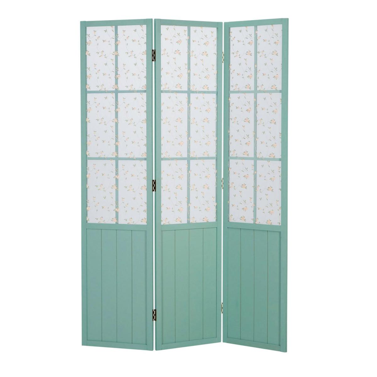 Paravent pliant 3 panneaux en bois - séparateur de pièce style campagne