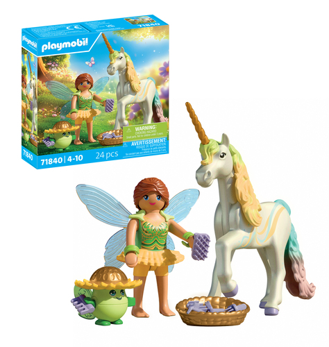 71840 Licorne Fleur d'arc-en-ciel avec fée