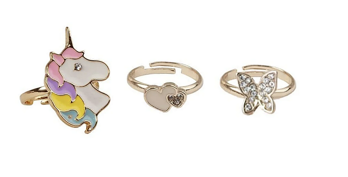 Bagues Boutique Butterfly & Unicorn Rings, 3 Pcs