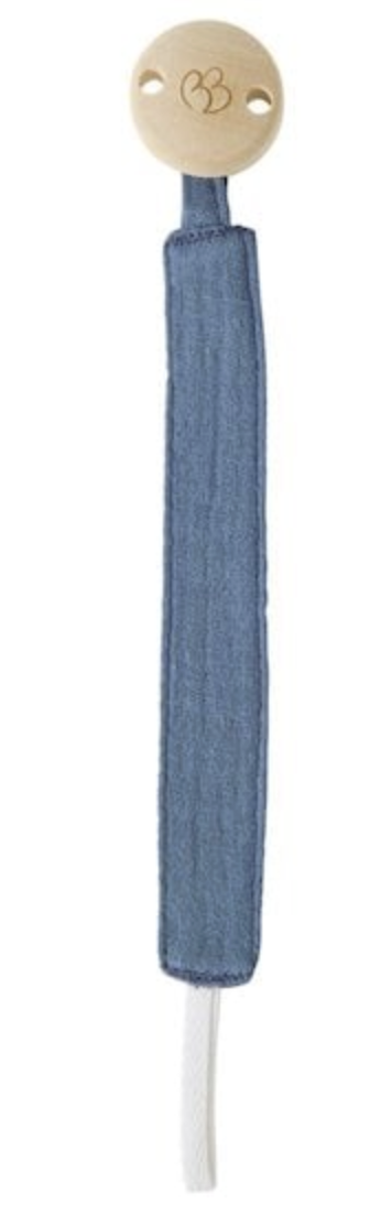 Attache sucette gaze pierre bleue