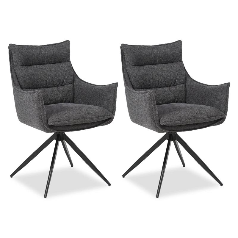 Chaises salle à manger lot de 2 tissu anthracite