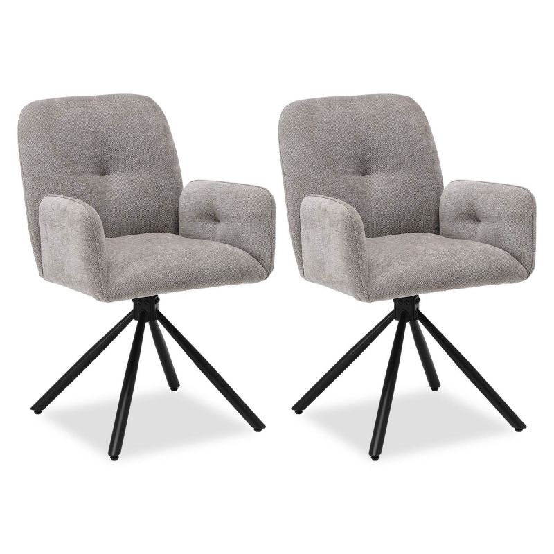 Chaises salle à manger lot de 2 tissu gris